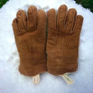 L.L. Bean Vintage Sta-Soft Buckskin Brown Deer Skin Gloves Mens Size L
